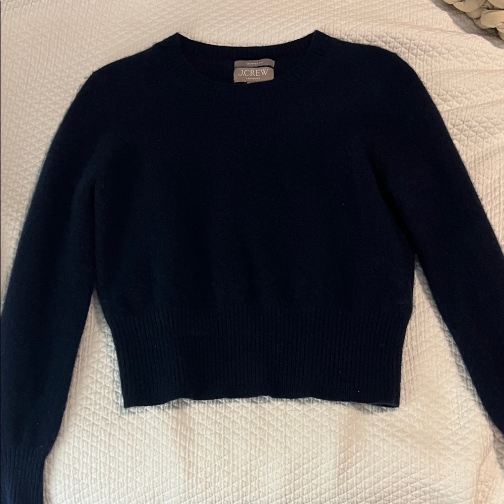 J. Crew Women's Navy Cropped Cashmere Sweater